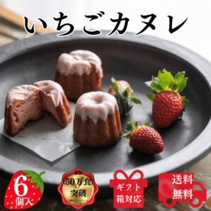 送料無料 苺カヌレ 6個入り 構想から20年の 日本人向け しっとり ジューシー カヌレ いちごとミルクの 芳醇カヌレ フランス伝統菓子
